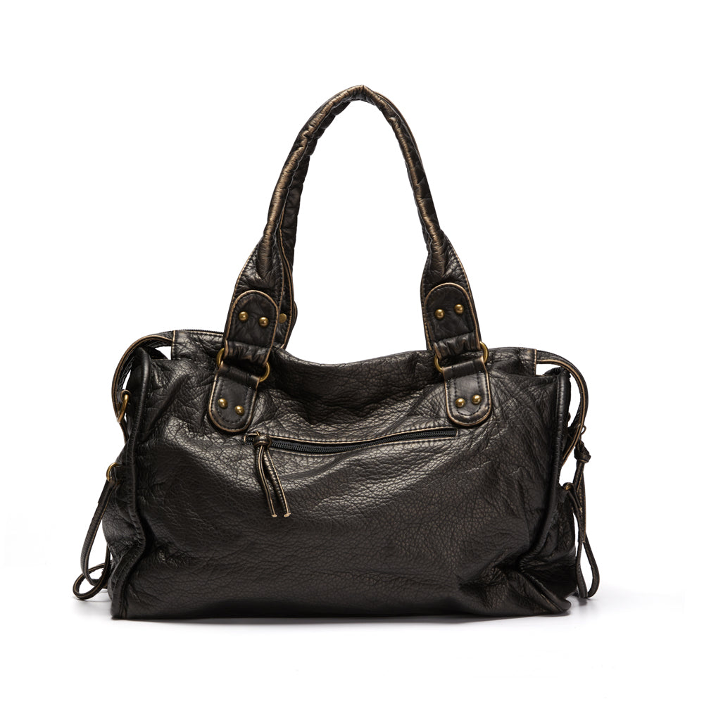 RACHEL™ | Sort håndtaske i vintage-design med praktiske rum