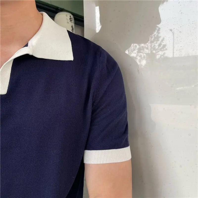 Emilio | Short-sleeved polo shirt with contrast collar and ribbed edges
