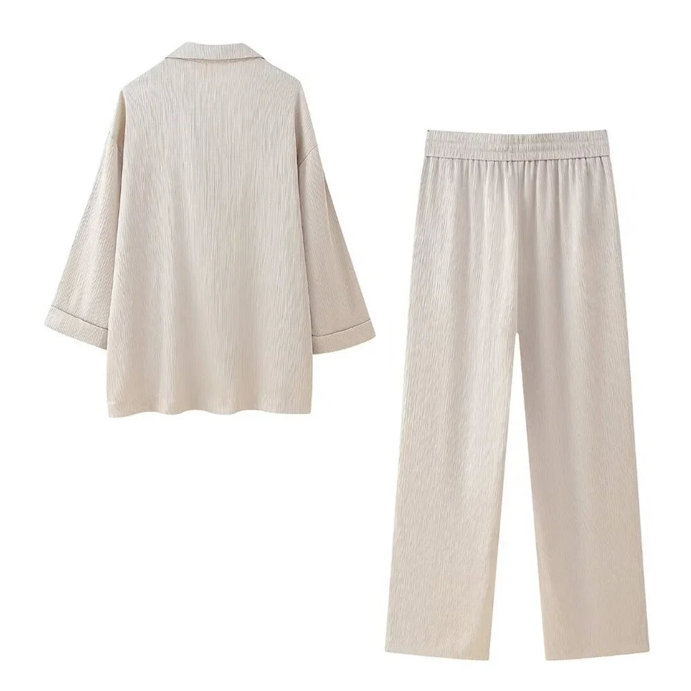 Valéa | Elegant Blazer Set with Wide Pants