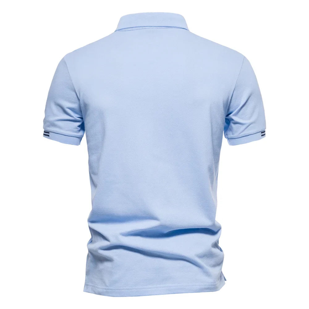 Patrik | Short-sleeved polo shirt with striped edges and logo