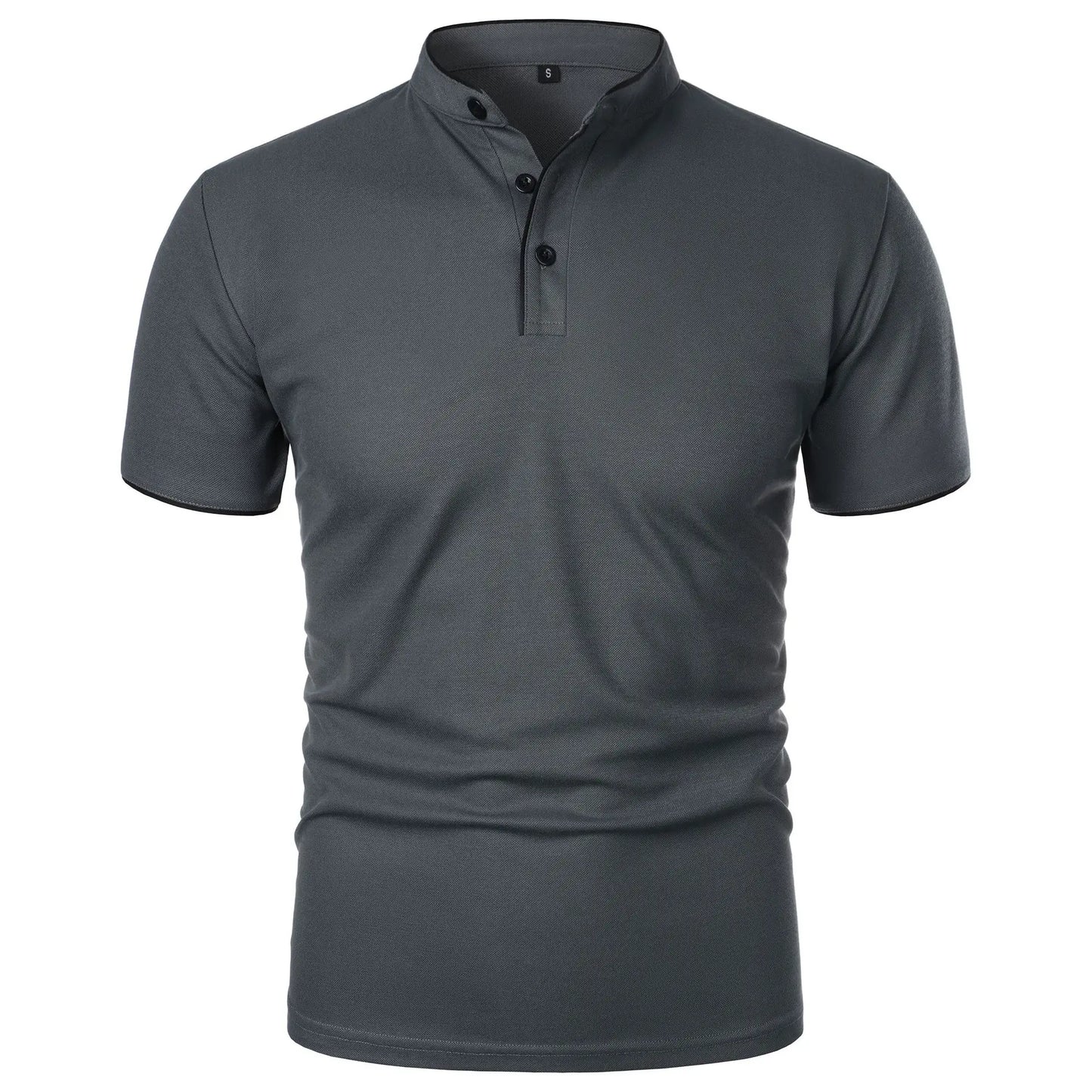 Gustav | Casual short-sleeved polo shirt with mandarin collar