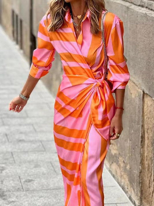 Élodie | Wrap dress with collar in summery design