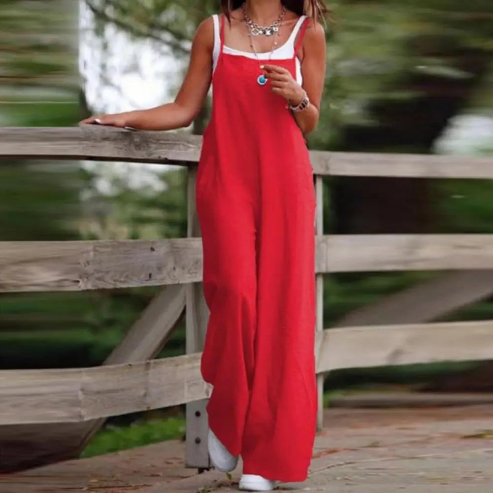 Serena | Sommercooler Jumpsuit med Løs Pasform og Dybt Skridt