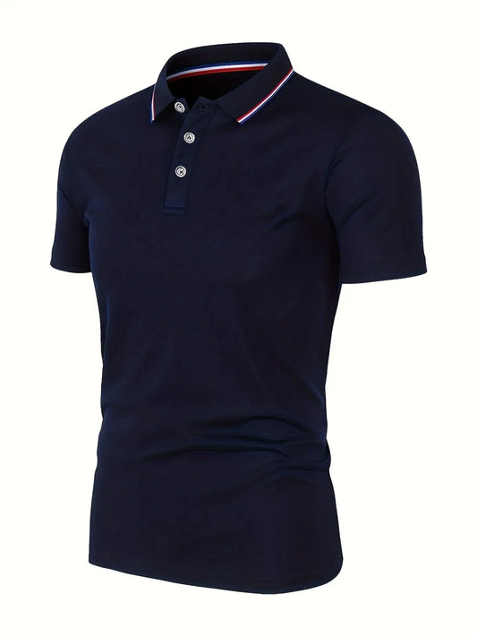 Jonas | Slim fit polo shirt with contrast striped collar
