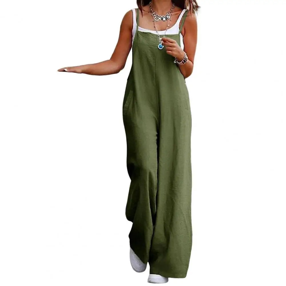 Serena | Sommercooler Jumpsuit med Løs Pasform og Dybt Skridt