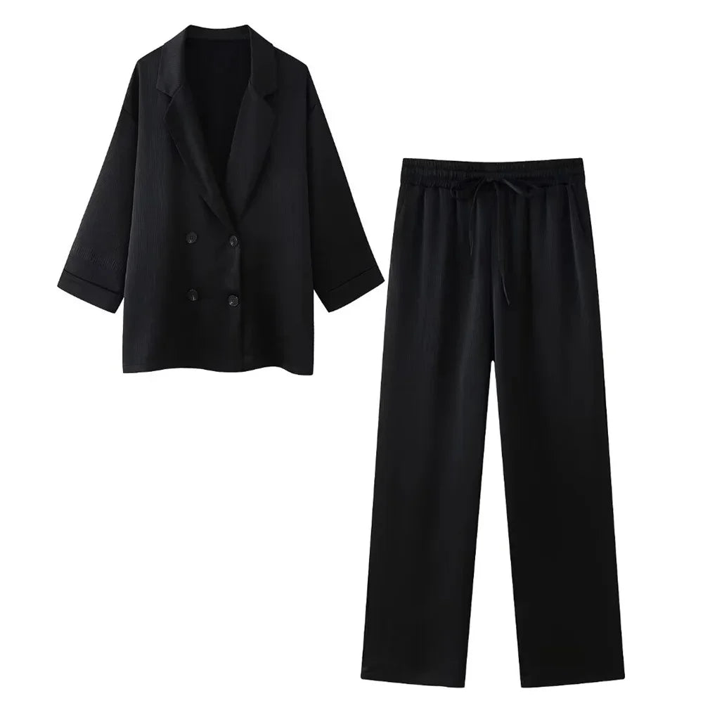 Valéa | Elegant Blazer Set with Wide Pants