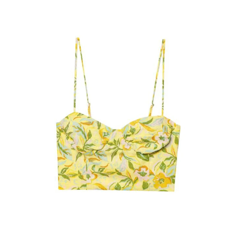 Isla | Blomstret To-delt Sæt med Crop Top & A-linjekjole