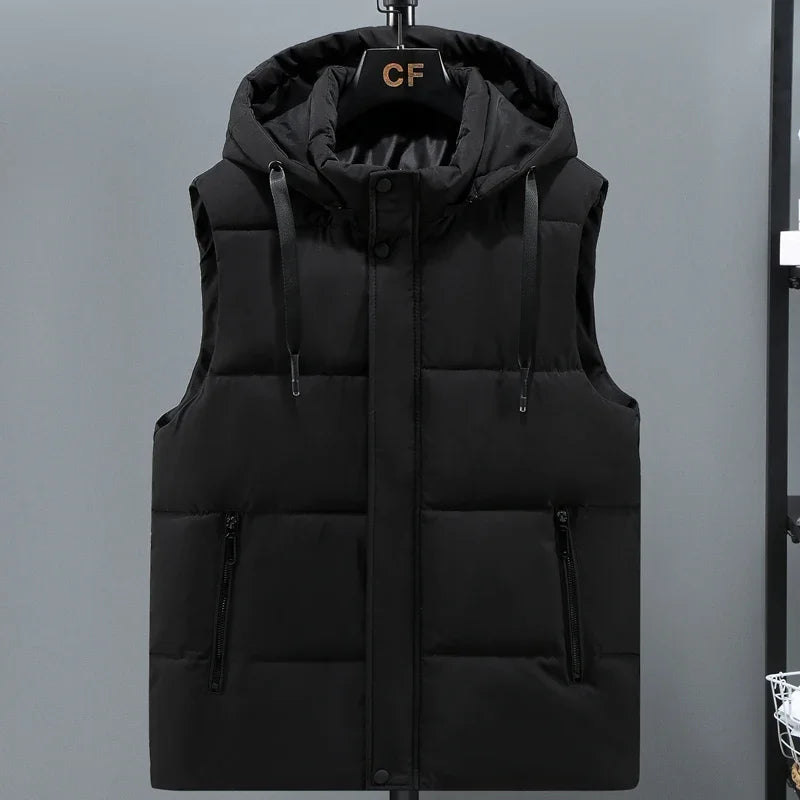 Men's vest with quilted padding – Relaxed fit with adjustable hood and hem