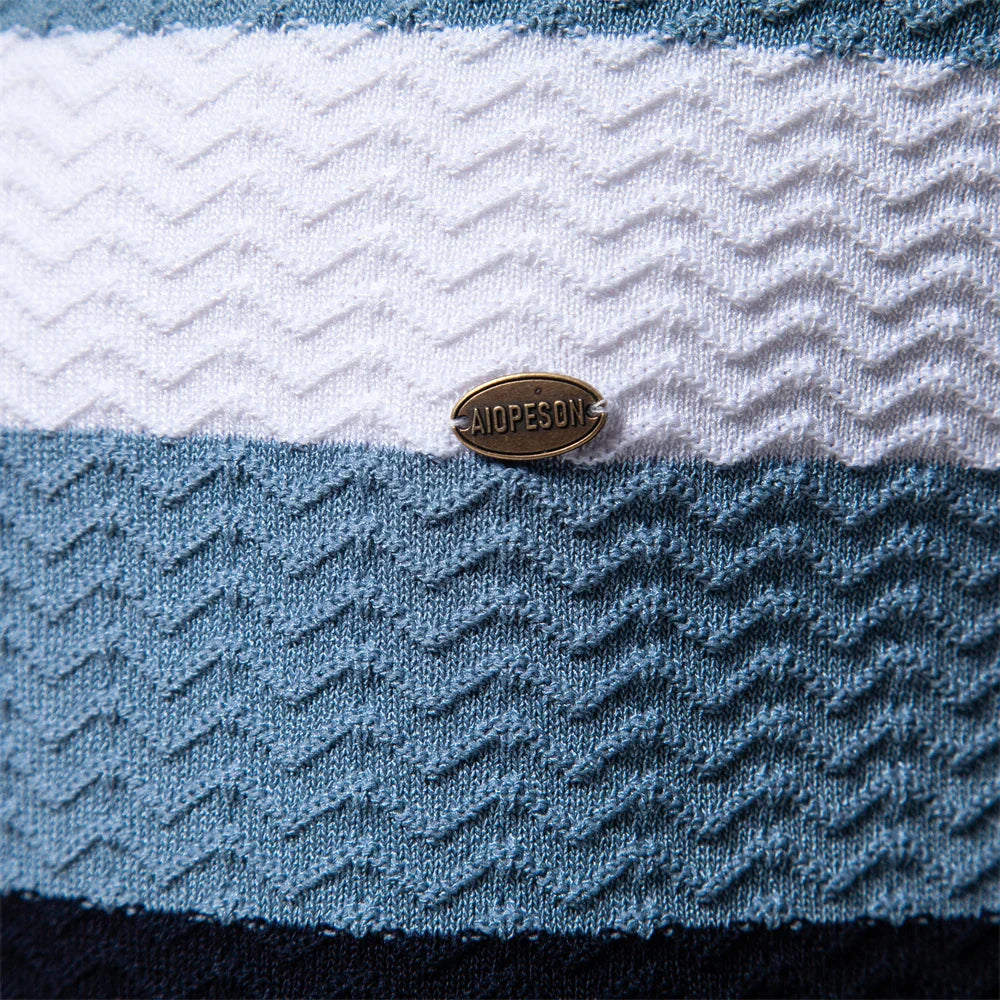 Niklas | Short-sleeved knitted polo shirt with striped chest