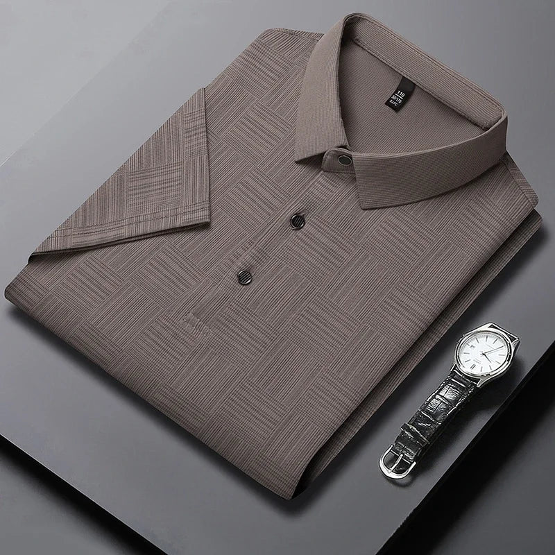Karl | Short-sleeved polo shirt with geometric print and collar