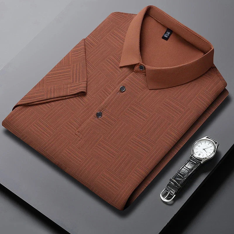Karl | Short-sleeved polo shirt with geometric print and collar