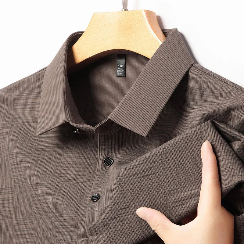 Karl | Short-sleeved polo shirt with geometric print and collar