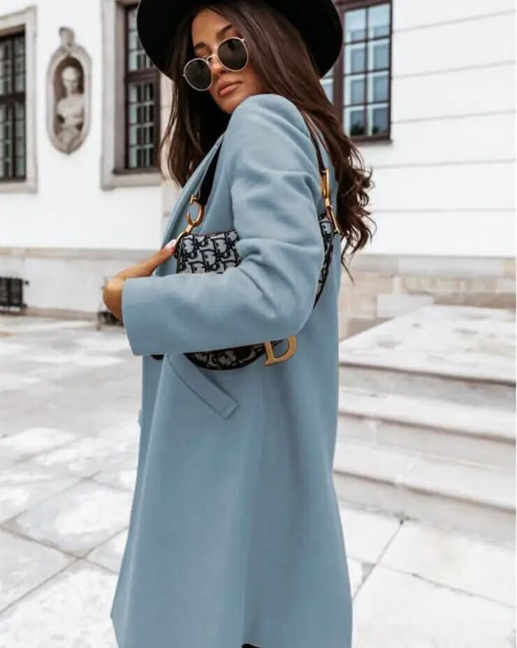 Women's Chic Long Coat – Tailored Fit with Timeless Collar