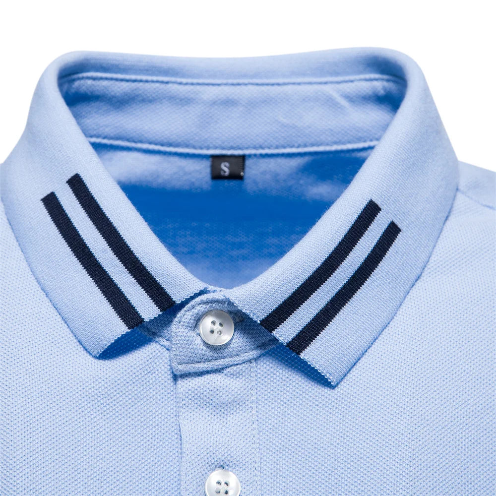 Patrik | Short-sleeved polo shirt with striped edges and logo