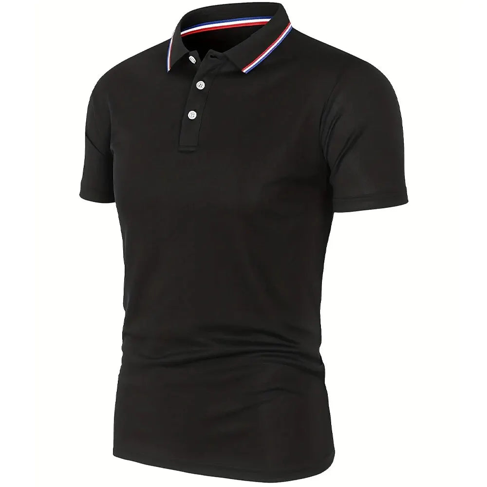 Jonas | Slim fit polo shirt with contrast striped collar