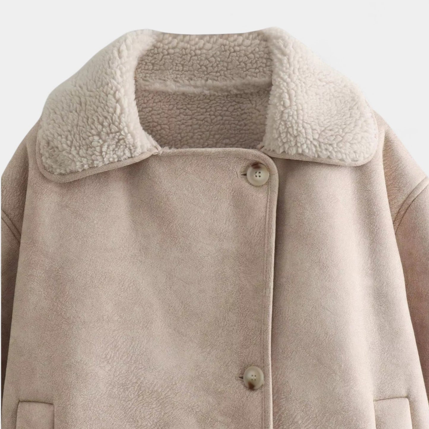 Amalia | Women's winter jacket in suede-look with faux fur lining – Cozy and warm