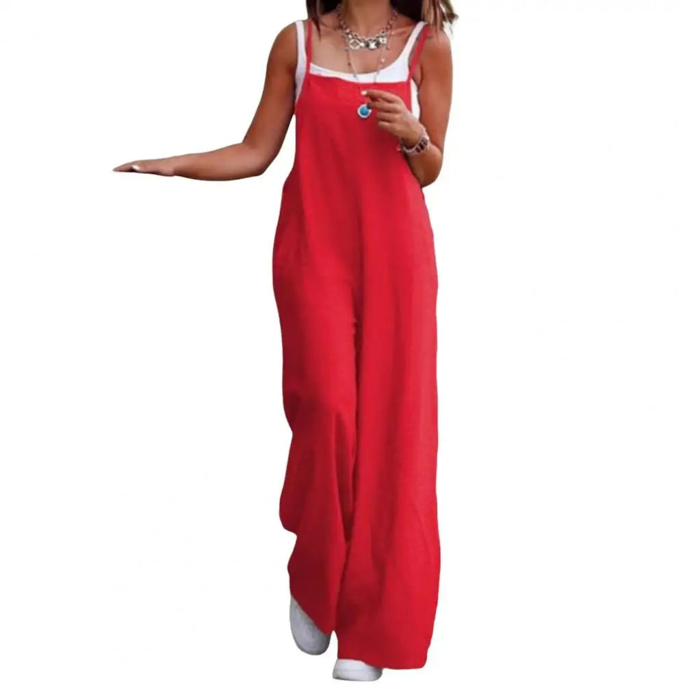 Serena | Sommercooler Jumpsuit med Løs Pasform og Dybt Skridt