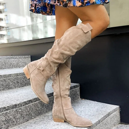 Elvira™ | Women's Retro Knee-High Boots with Low Heel | Stylish Autumn & Winter Boots