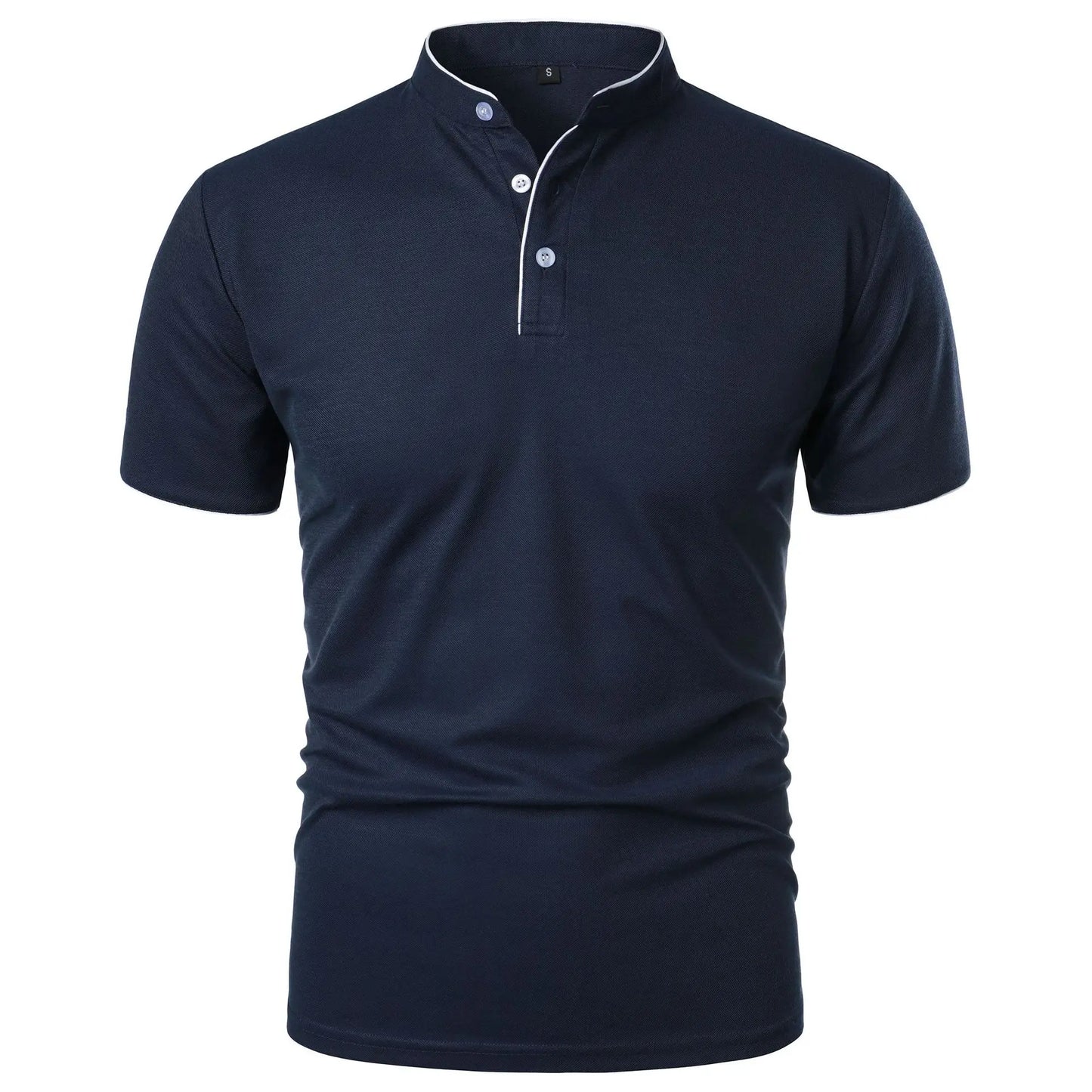 Gustav | Casual short-sleeved polo shirt with mandarin collar