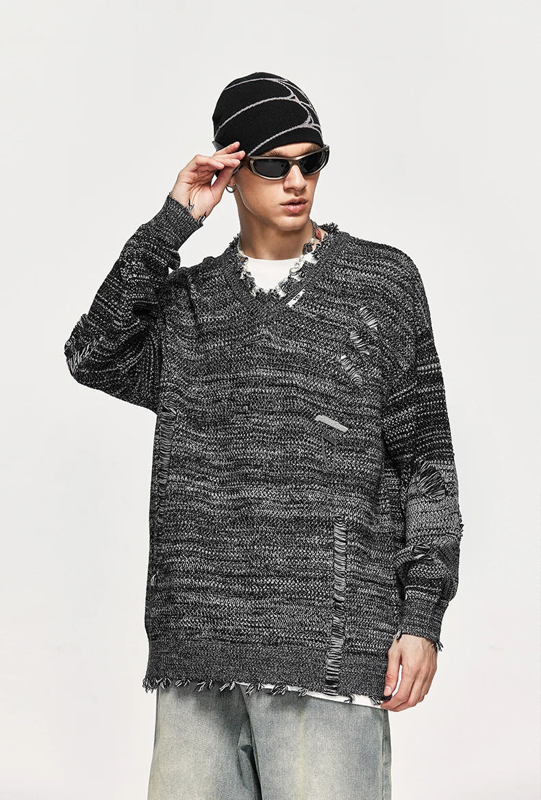 Orvar Sliten Grå Stickad Tröja – Perfekt för Vardagliga Outfits