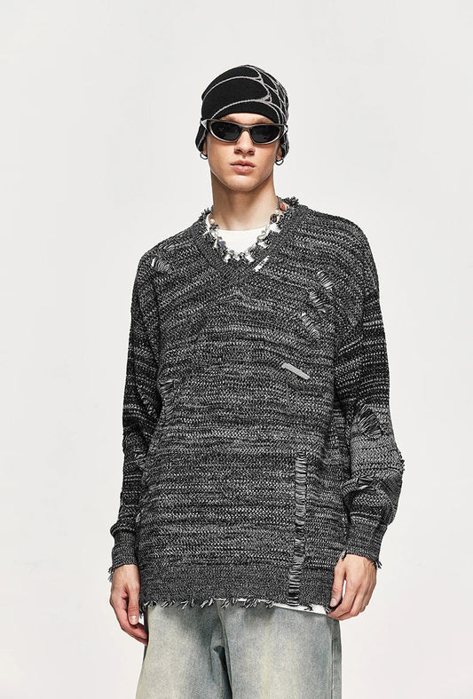 Orvar Sliten Grå Stickad Tröja – Perfekt för Vardagliga Outfits