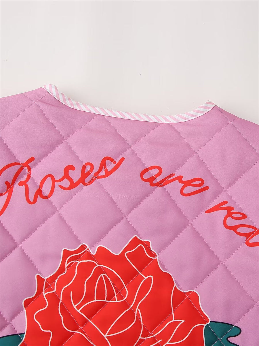 Ambréa Rosa Patchwork Cape with Bow – Stylish Women's Outerwear