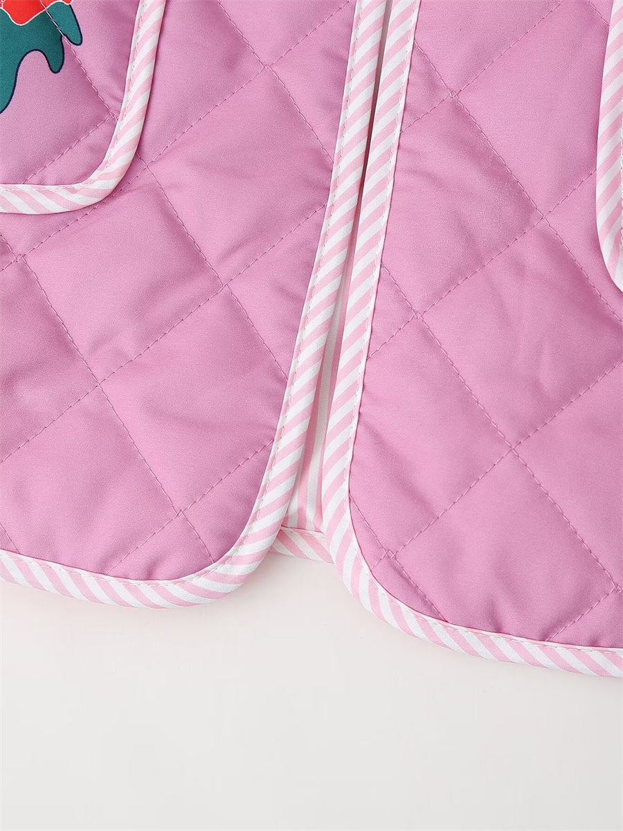 Ambréa Rosa Patchwork Cape with Bow – Stylish Women's Outerwear
