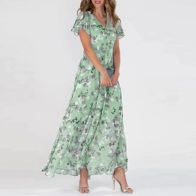 Selene | Floral Maxi Dress with Elegant Lines