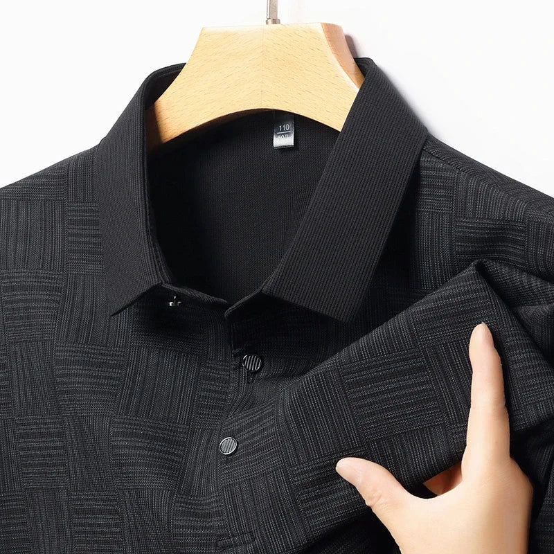 Karl | Short-sleeved polo shirt with geometric print and collar