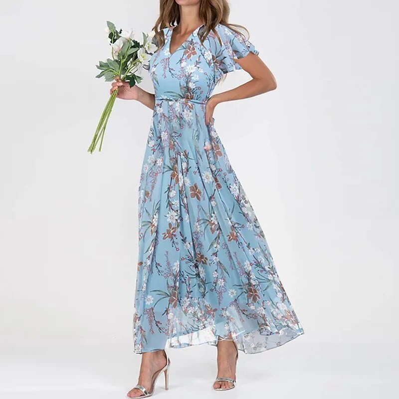 Selene | Floral Maxi Dress with Elegant Lines