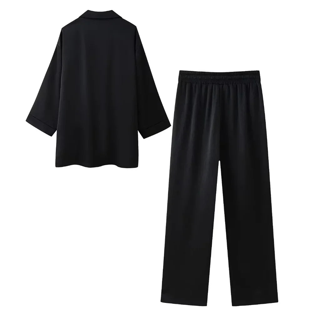 Valéa | Elegant Blazer Set with Wide Pants