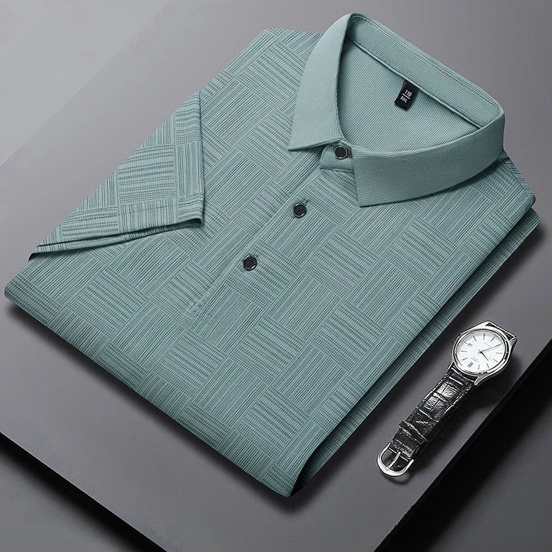 Karl | Short-sleeved polo shirt with geometric print and collar