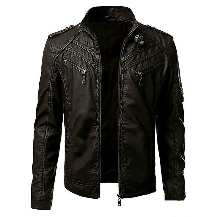 Gustavo | Slim fit leather jacket with zipper