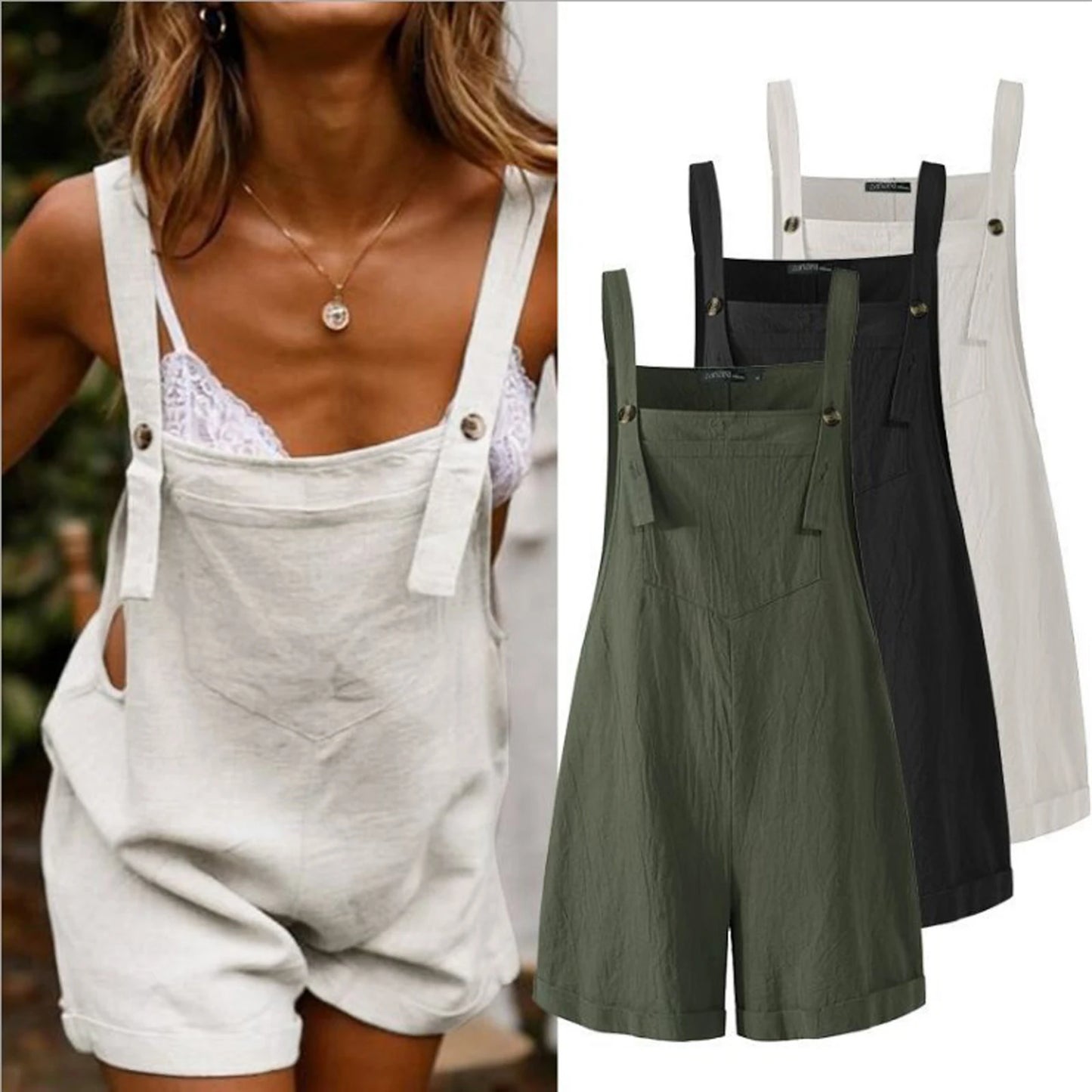 AYLA™ | Boho Jumpsuit in Loose Fit with Square Neckline