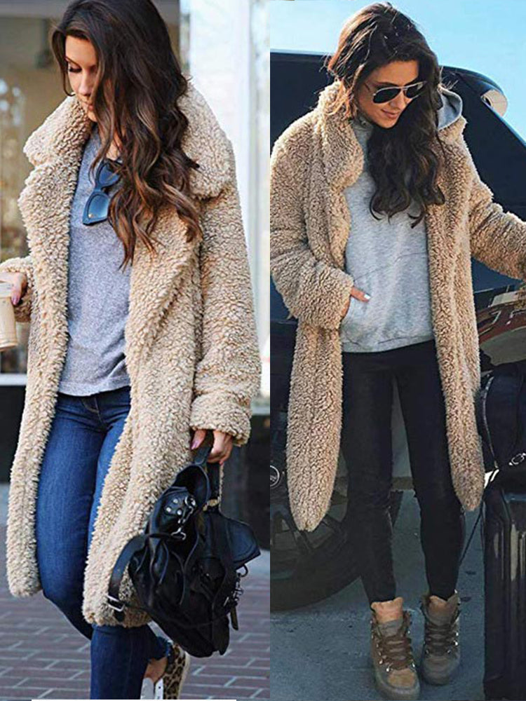 Elowé – Dam Long Jacket in Synthetic Fur – Soft Plush and Elegant Outer Jacket