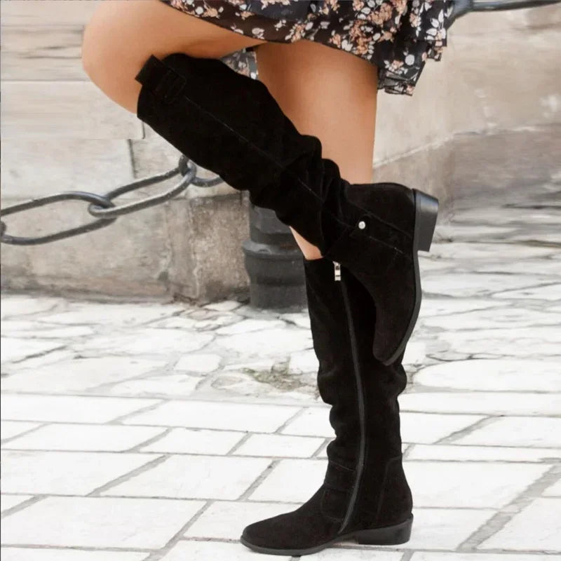 Elvira™ | Women's Retro Knee-High Boots with Low Heel | Stylish Autumn & Winter Boots