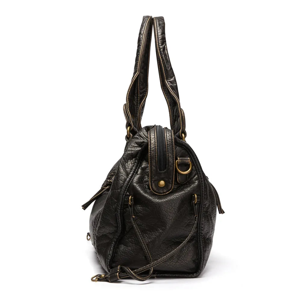 RACHEL™ | Sort håndtaske i vintage-design med praktiske rum
