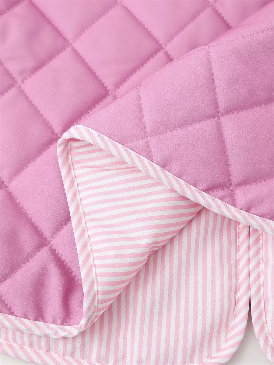 Ambréa Rosa Patchwork Cape with Bow – Stylish Women's Outerwear
