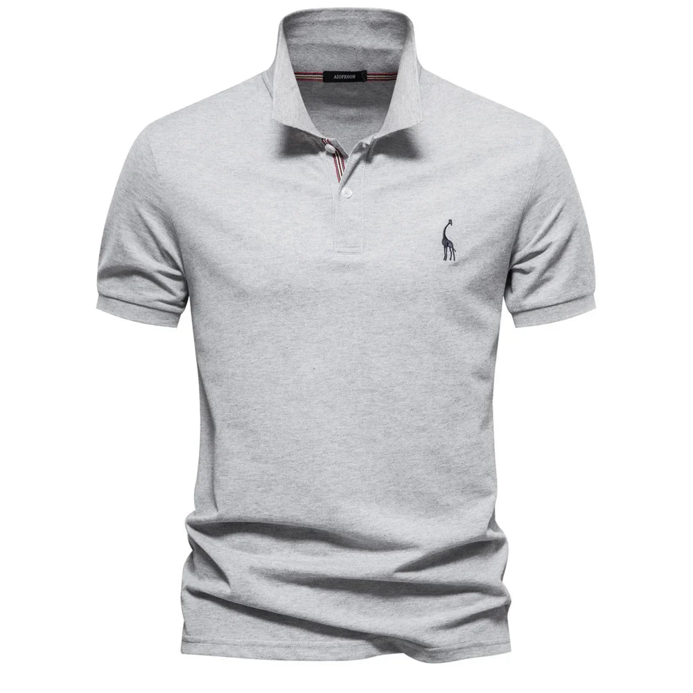 Short-sleeved polo shirt with logo on the chest and buttoning