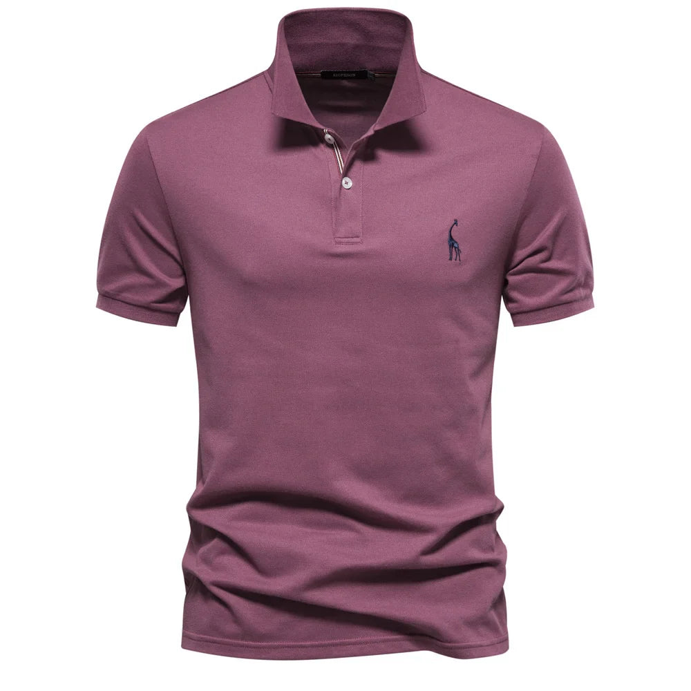 Short-sleeved polo shirt with logo on the chest and buttoning