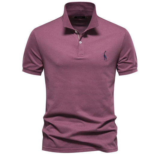 Short-sleeved polo shirt with logo on the chest and buttoning