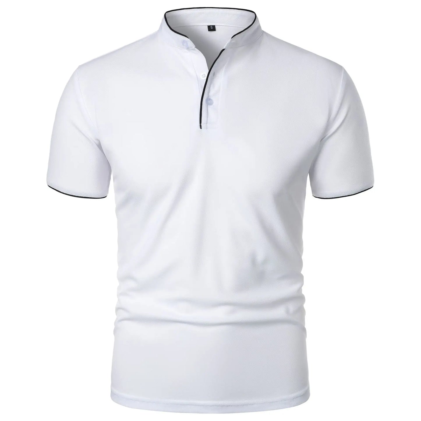 Gustav | Casual short-sleeved polo shirt with mandarin collar