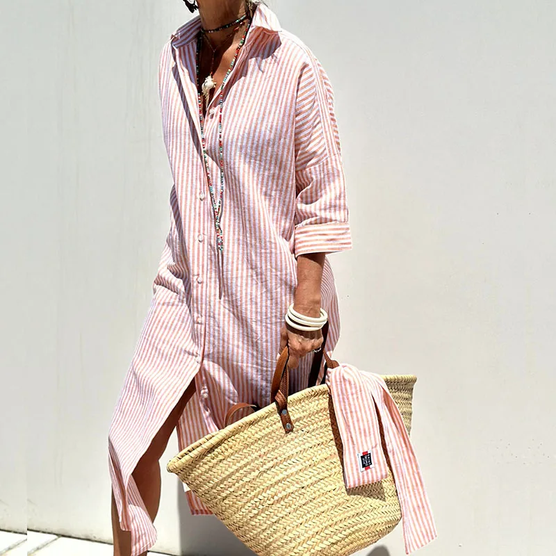 Isabelle | Striped Shirt Dress in Cotton for Women
