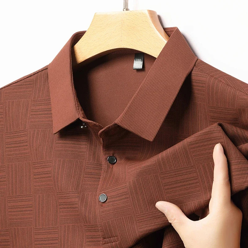 Karl | Short-sleeved polo shirt with geometric print and collar
