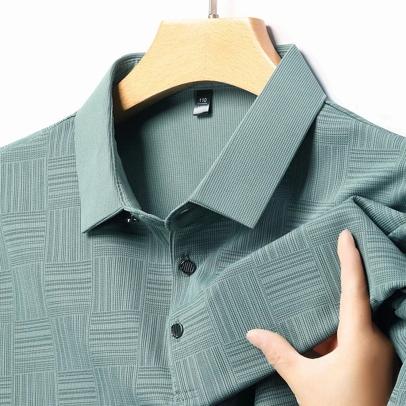 Karl | Short-sleeved polo shirt with geometric print and collar