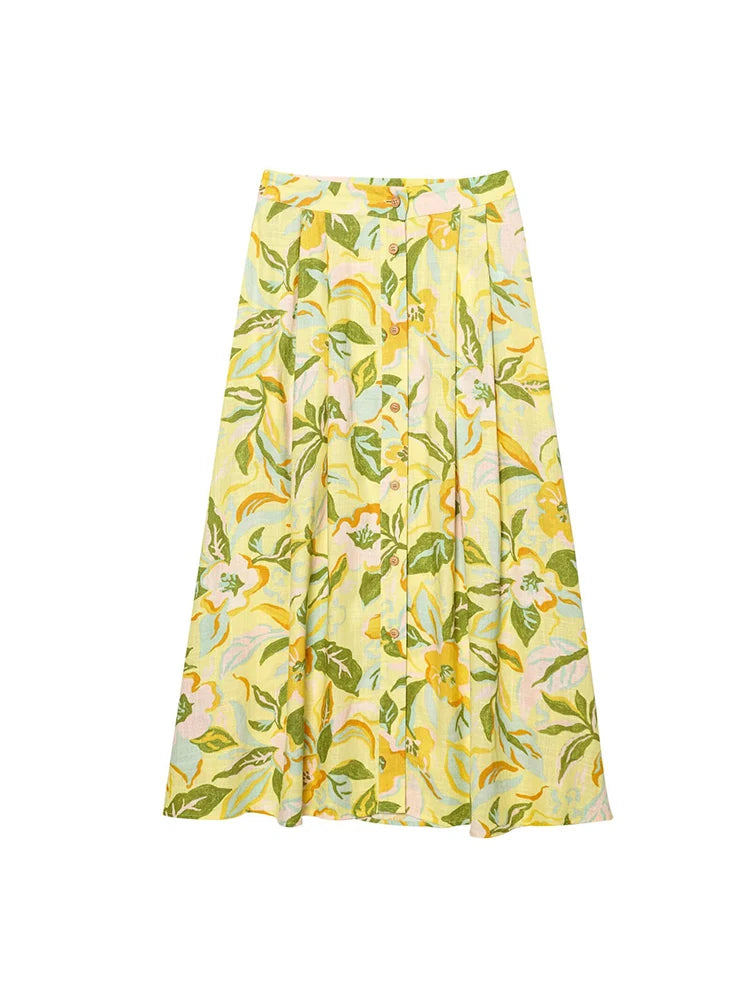 Isla | Blomstret To-delt Sæt med Crop Top & A-linjekjole