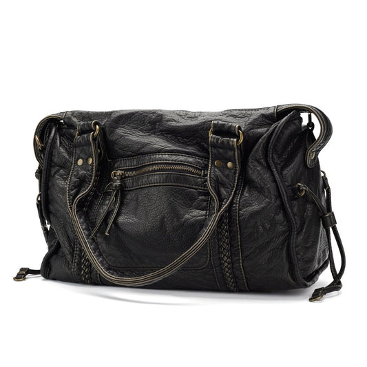 RACHEL™ | Sort håndtaske i vintage-design med praktiske rum