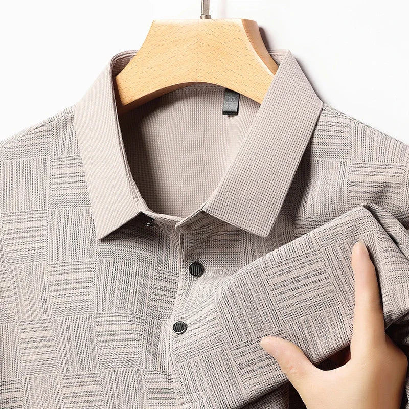 Karl | Short-sleeved polo shirt with geometric print and collar