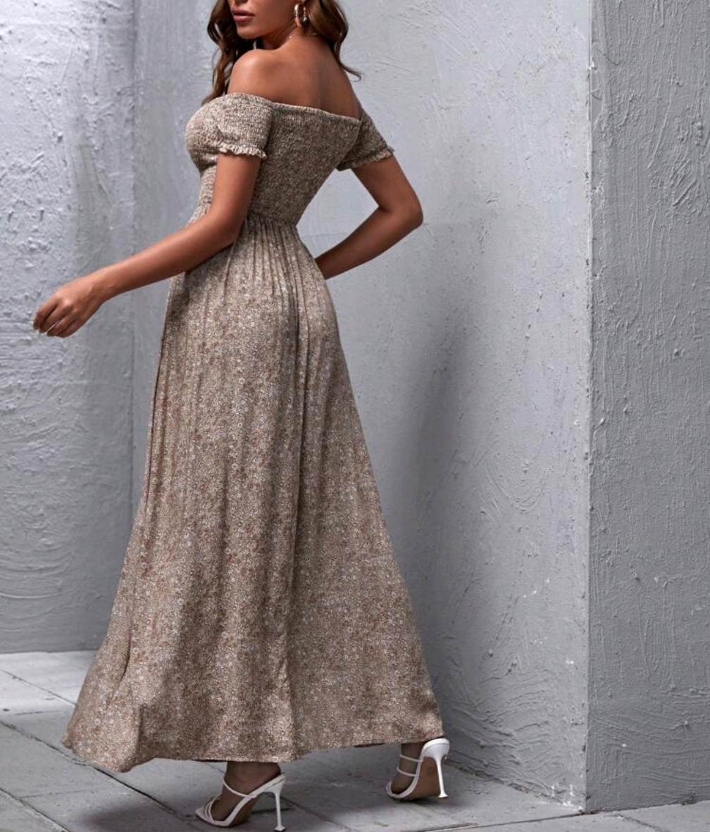 Avelina™ | Romantic Off Shoulder Maxi Dress with Slit