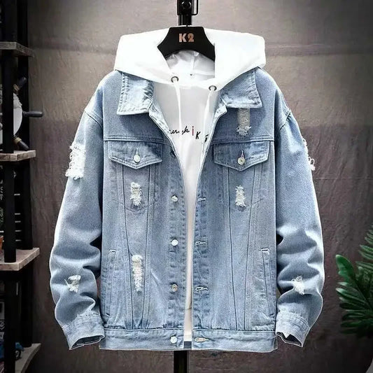 Hampus – Veste en jean décontractée pour homme avec coupe ample et boutonnage simple streetwear